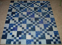 Double Four Patch quilt in blues