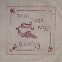 stitchery block that says fast and easy cooking