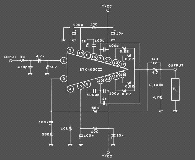 Skema 200 watt Power Amplifier STK4050 II |Koleksi Skema ... op amp pin diagram 