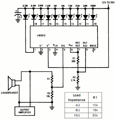 Skema Power Meter  Untuk Audio Amplifier