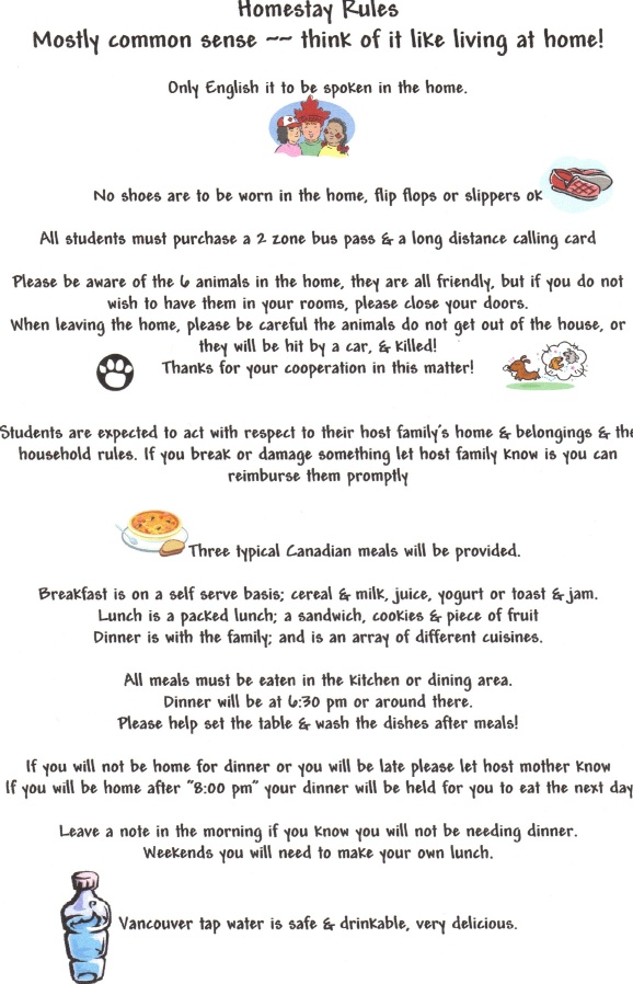 Homestay Rules
