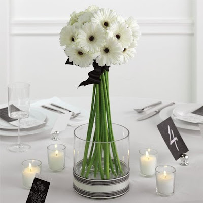 Flowers for a Black and White Formal Wedding wedding Carnations