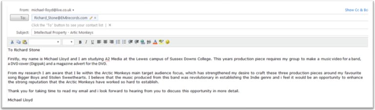 Michael Lloyd SDC A2 Email To The EMI Asking For Copyright Permission