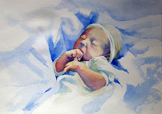 acuarela retrato watercolor portrait bebe baby