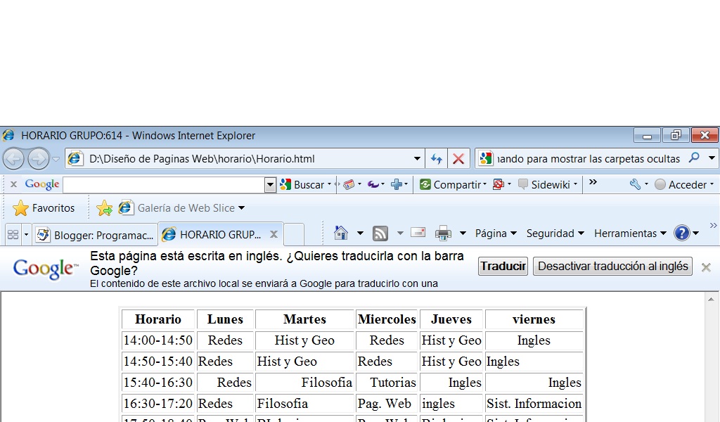 Programacion y Diseño de Paginas  abril 2010