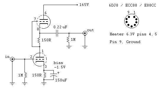 DIY Tube PreAmp & Amplifier: 6DJ8 SRPP PREAMPLIFIER SCHEMATIC
