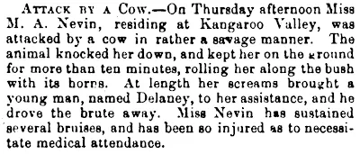 Mary Nevin attacked by a cow 1 Feb 1873