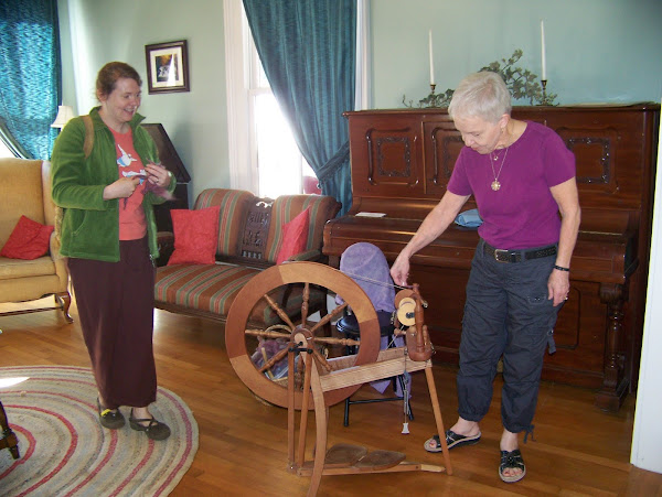 Jean and one of her spinning wheels