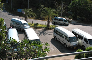 Minibuses at the viewpoint