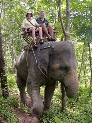 My parents on the elephant ride in Phuket