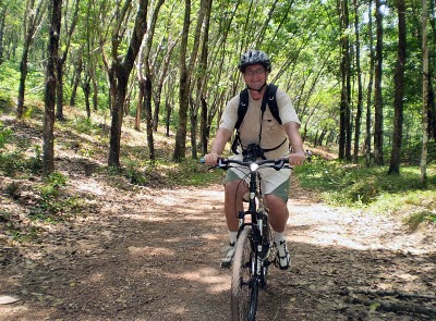 Jamie on a bike at Koh Yao Noi