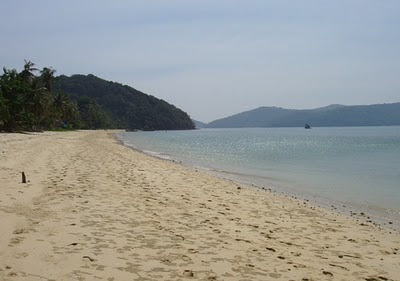 View along the beach at high tide