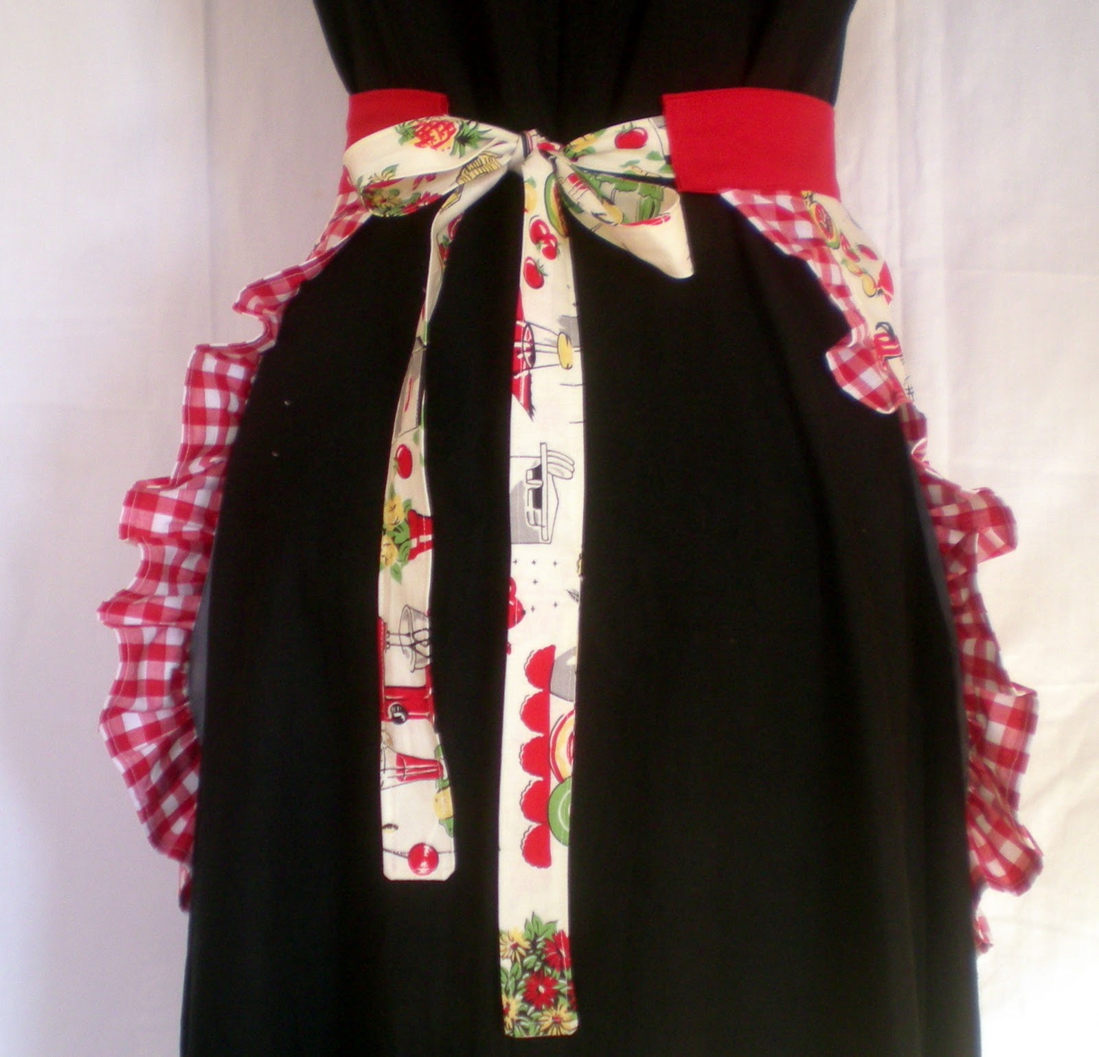 Tablier Rétro Avec Poche Pour La Cuisine - Bleu - Toile Et Coton - Lavable Machine - Cadeau Utile