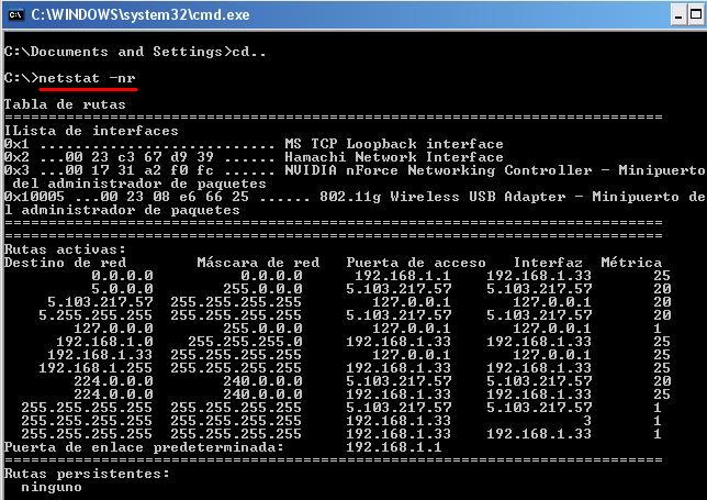 Sistemas Telemáticos: Comandos Netstat, Route, ARP, Tracert