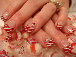 nails cane candy acrylic nail christmas snowflakes painted canes designs sequins added into these november