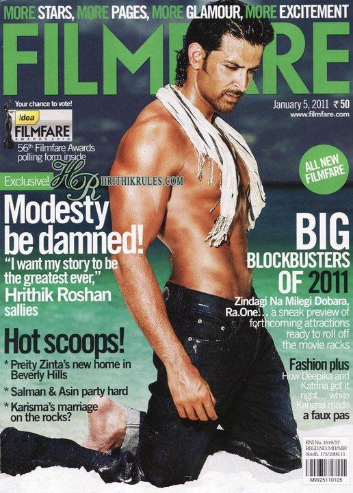 Hrithik Roshan Filmfare Magazine Cover Scans January 2011 Car Pure
