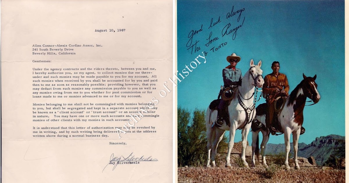 ARCHIVES OF HISTORY: JAY SILVERHEELS- Signed Doc. 1967 - TONTO- Lone Ranger