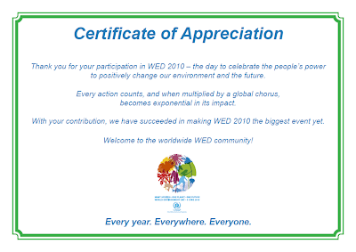 Certificado UNEP - WED 2010