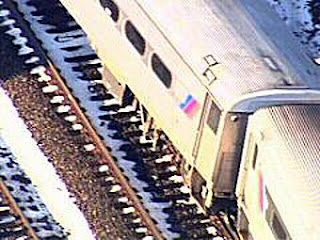 Photo of NJ Transit derailment at the Ridgewood/Glen Rock border on Main/Bergen line - via WNBC-TV, NY