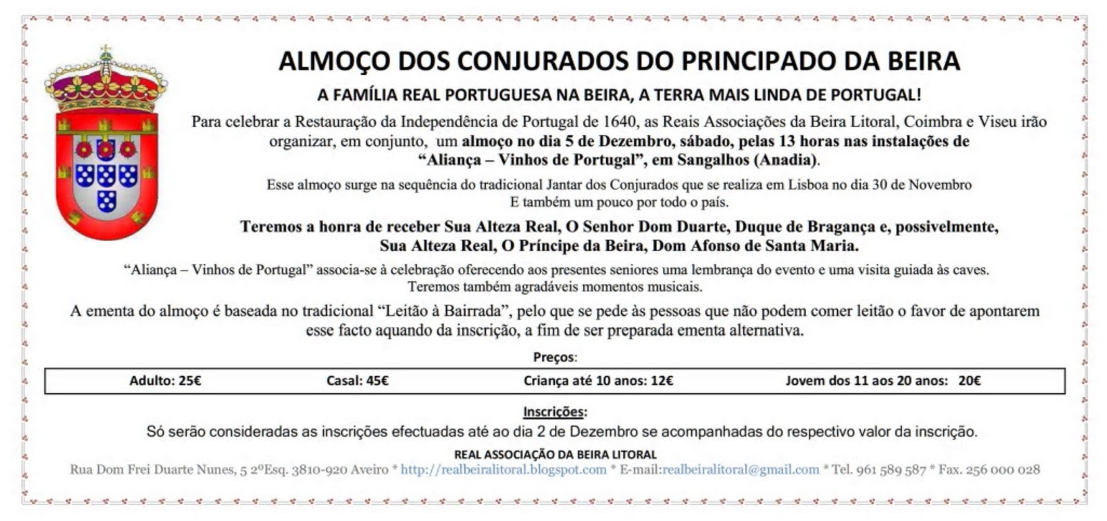 Causa Real O "JANTAR DOS CONJURADOS" E A RESTAURAÇÃO