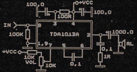 Schematic Power Amplifier TDA1013 - Electronic Circuit