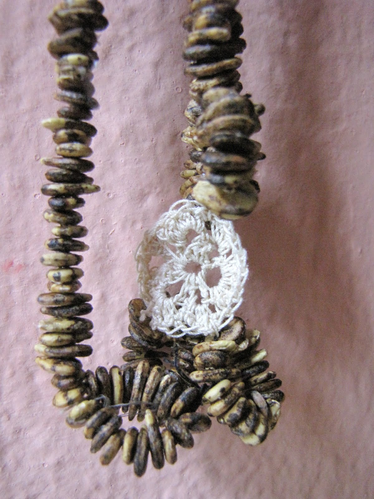 Little Treasures Watermelon earrings and a necklace organic jewelery