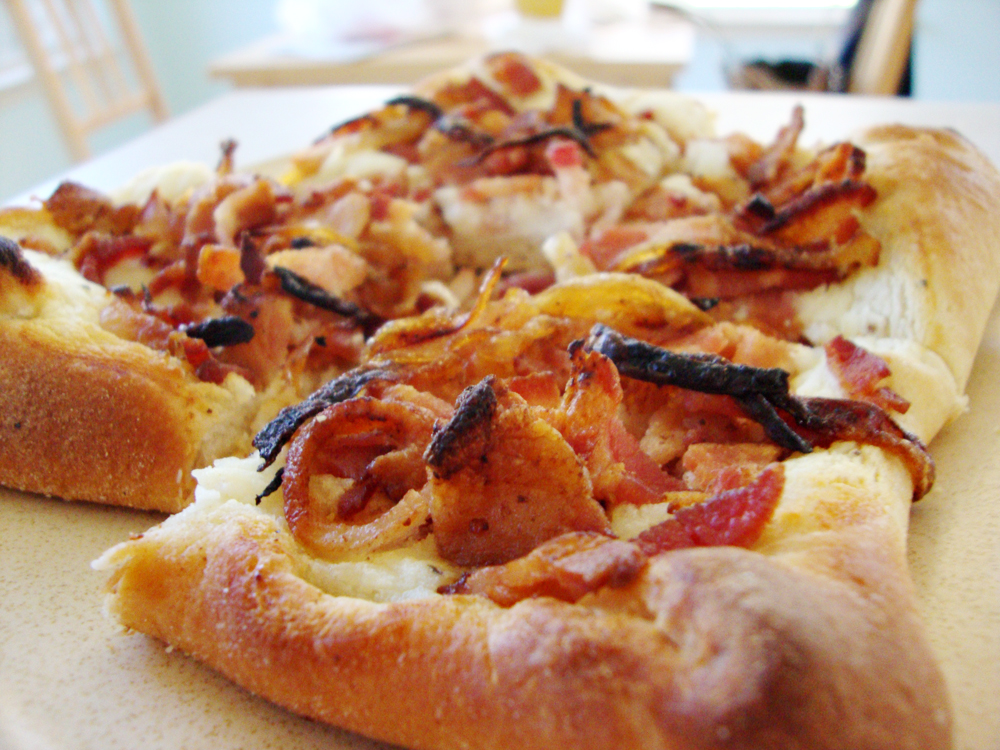 The Sweeting Spot Pizza with caramelized onion, ricotta and bacon