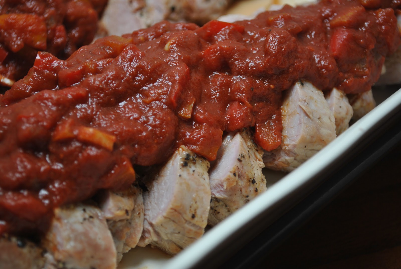 My Table, Their Table Roasted Pork Tenderloin with Red Pepper Sauce