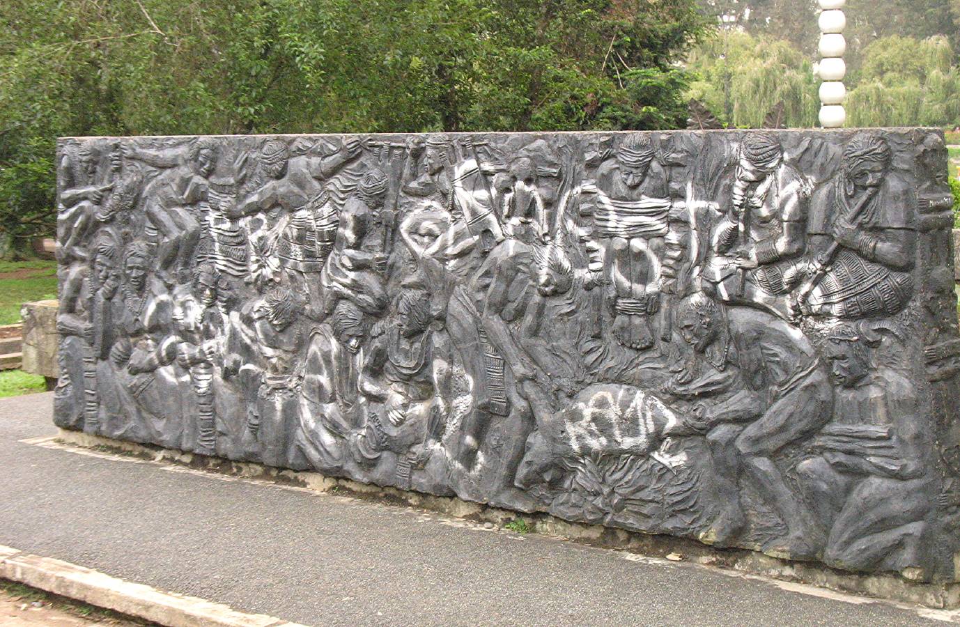 relief sculpture of Igorot life in Burnham Park in Baguio City