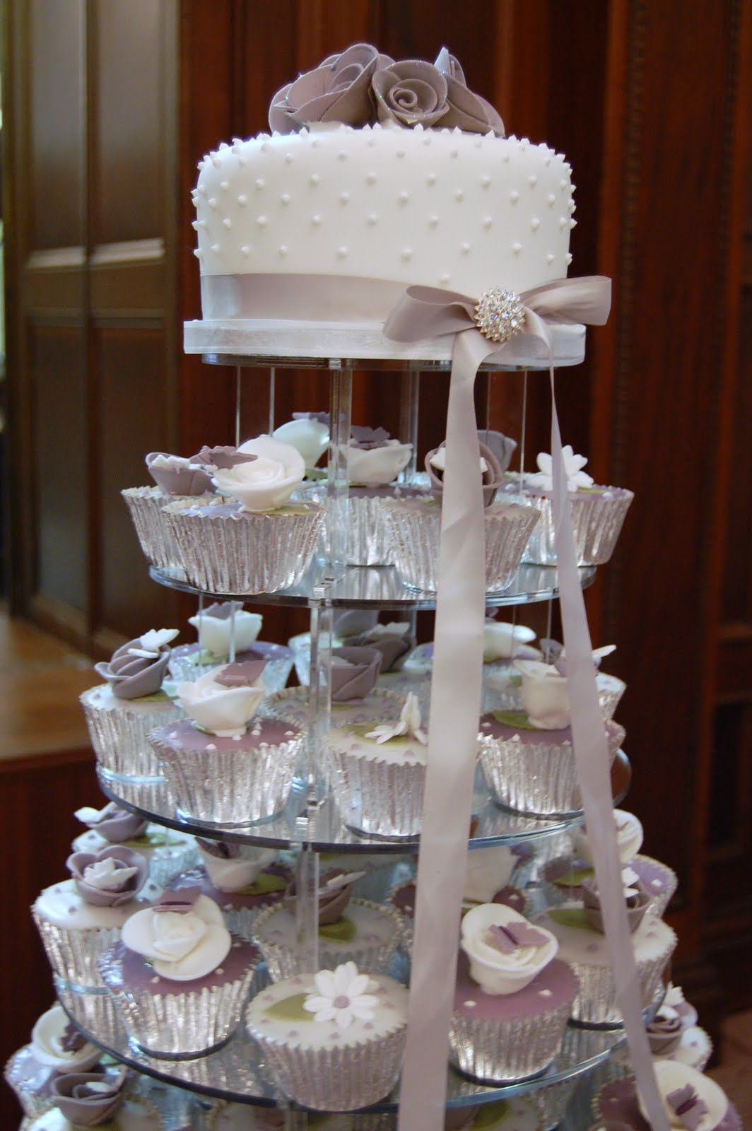 iced Victorian Lilac Cupcake  Wedding  Cake 