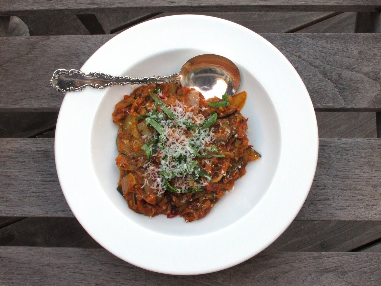 Roasted tomato zucchini stew