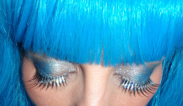 Blue hair and silver eye lashes