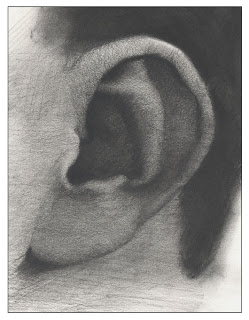 Charcoal drawing of an ear