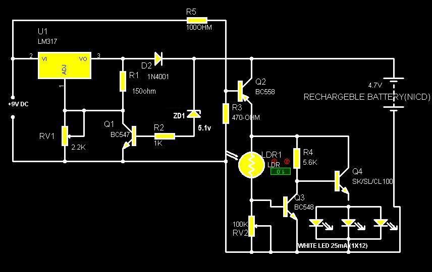 Low Cost Emergency Light Circuit Diagram