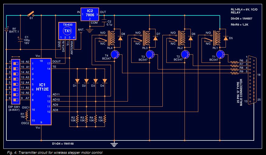 PC Based Wireless Stepper Motor control Circuit | Top Circuits