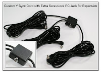 Custom Y Sync Cord with Extra ScrewLock PC Jack for Expansion