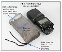 RF Shielding Sleeve - Shown with Canon 580EX Flash Unit