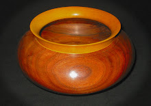 Walnut Bowl with Yellow Heart Rim