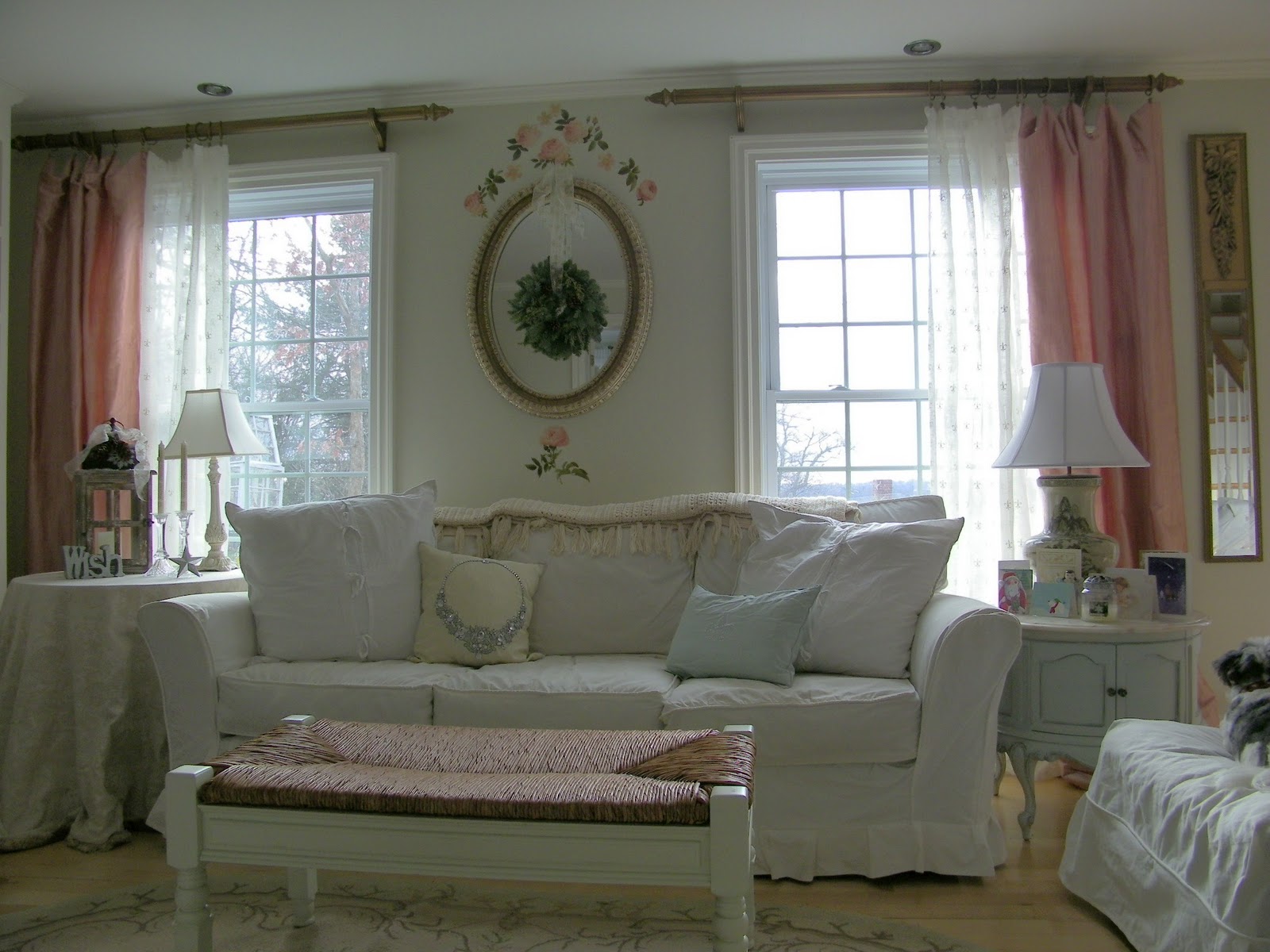 Maison Decor Pink Drapes Floral Wall Stickers