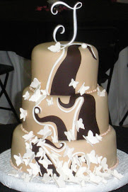Three tier brown fondant wedding cake