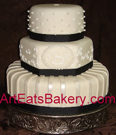 Round and hexagon fondant wedding cake