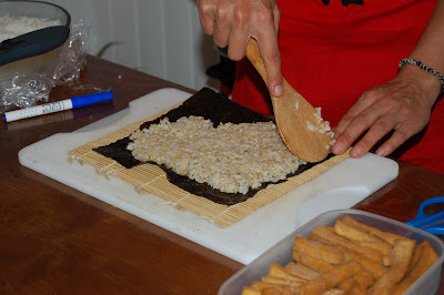 Paso 1: Extender el arroz sobre el nori