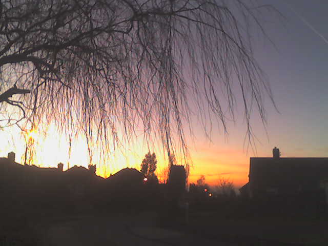 sunset over my house