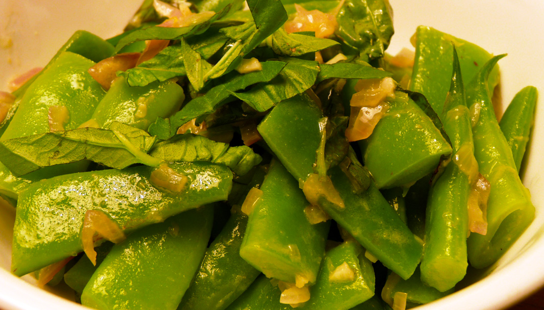 Flat Beans with GarlicBasil Sauce