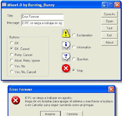 Tecnología habitual: Generar mensajes de error de broma