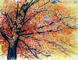 tree watercolor autumn paintings fall trees ink watercolors under painting leaves terry pastel pastels water