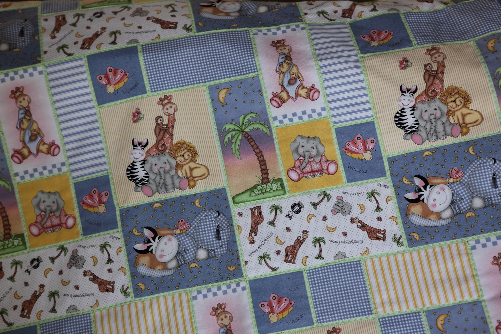 Sweet Petal Stitchery: Blue Baby Zoo Animal Quilt