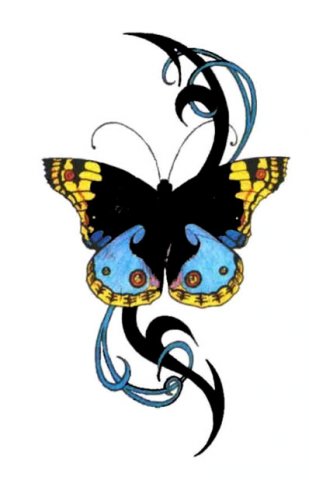 Blue Butterfly Tattoo flower beautiful flowers butterfly tattoo celtic cross