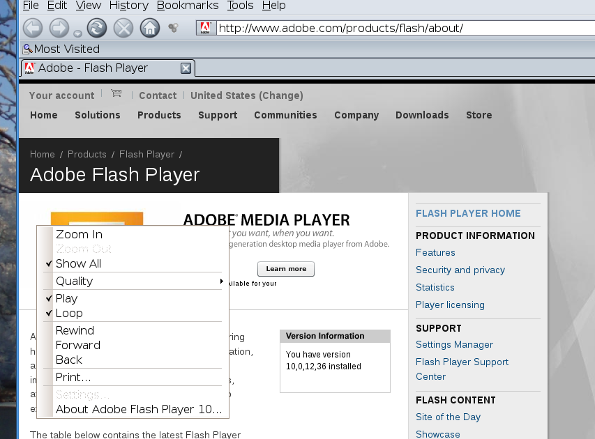 flash player 10.0.12.36