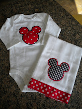 Mickey Onesie and Matching Burp Cloth